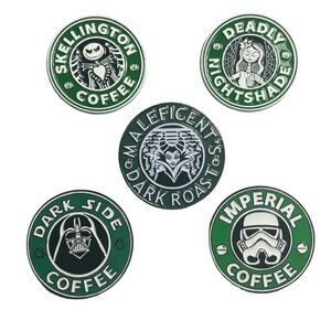 Villain Dark Coffee Lapel Pin Darth Vader Maleficent Jack Brooch Badge Jewelry